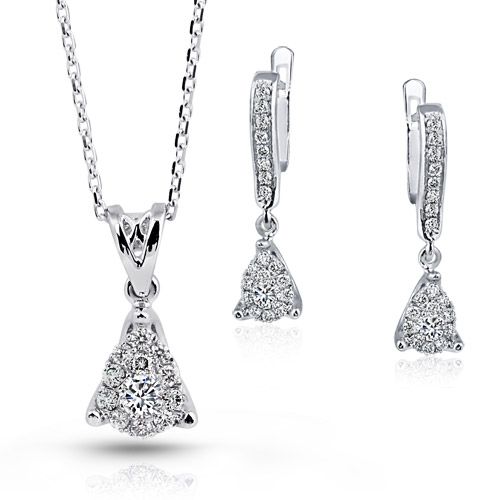 Tektaş Efektli Damla Pırlanta Set