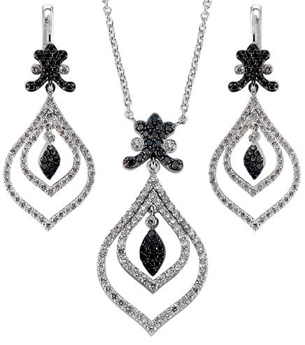 Siyah beyaz pırlantalı set