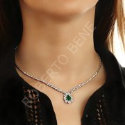 3,32 Karat Pırlanta 1,08 ct. Damla Zümrüt Set Flower Dizayn Pırlanta Gerdanlık | Roberto Bene