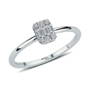 0.40 Karat Pırlantalı Baget Tektaş Yüzük