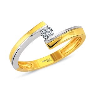 Sarı Beyaz Altın Tektaş Pırlanta Yüzük 0.14 Karat