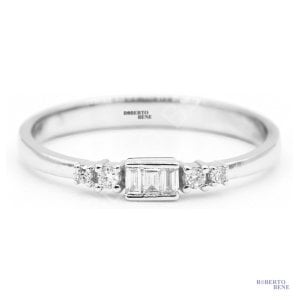 0.20 Karat F Renk Baget Pırlanta Yüzük | Roberto Bene Beyaz Altın