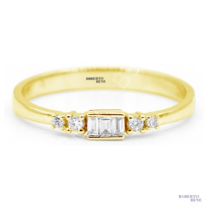 0.20 Karat F Renk Baget Pırlanta Yüzük | Roberto Bene Beyaz Altın