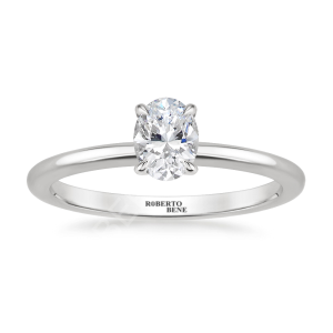 0.40 Karat Oval Kesim Tektaş Yüzük | Roberto Bene Beyaz Altın