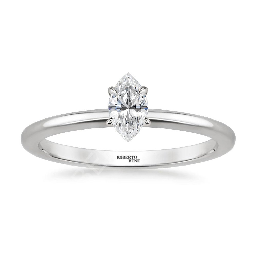 0.30 Karat Markiz Kesim Tektaş Yüzük | Roberto Bene Beyaz Altın
