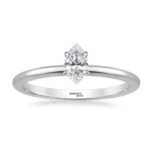0.30 Karat Markiz Kesim Tektaş Yüzük | Roberto Bene Beyaz Altın