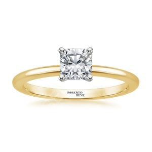 Cushion Kesim Pırlanta Tektaş Yüzük Rose Altın