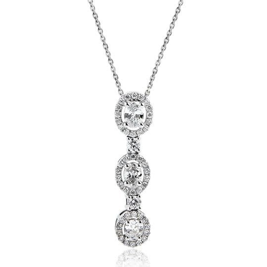 1.00 Karat Oval Kesim Pırlantalı Tria Kolye