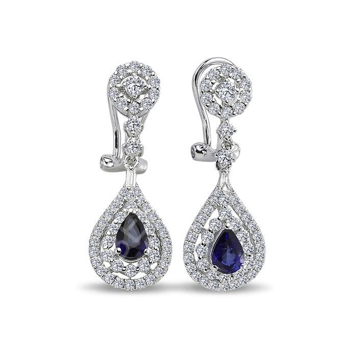 Baget Pırlantalı Safir Küpe
