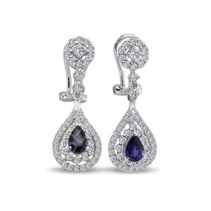Baget Pırlantalı Safir Küpe