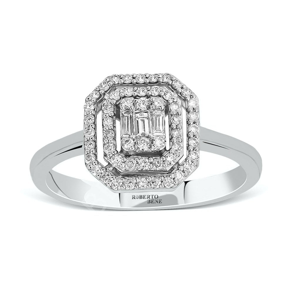 0.40 Karat Çift Sıra Pırlantalı Baget Yüzük