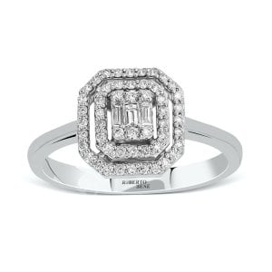 0.40 Karat Çift Sıra Pırlantalı Baget Yüzük