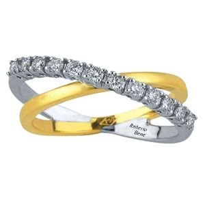 Sıra taşlı sarı beyaz altın yüzük 0.33 ct
