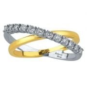 Sıra taşlı sarı beyaz altın yüzük 0.33 ct