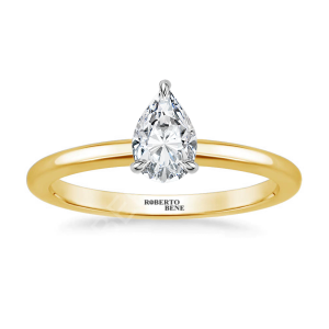 0.50 Karat Damla Kesim Tektaş Pırlanta Yüzük Beyaz Altın