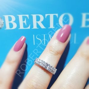 0.50 Karat Çift Sırataşlı Pırlanta Yarımtur Alyans