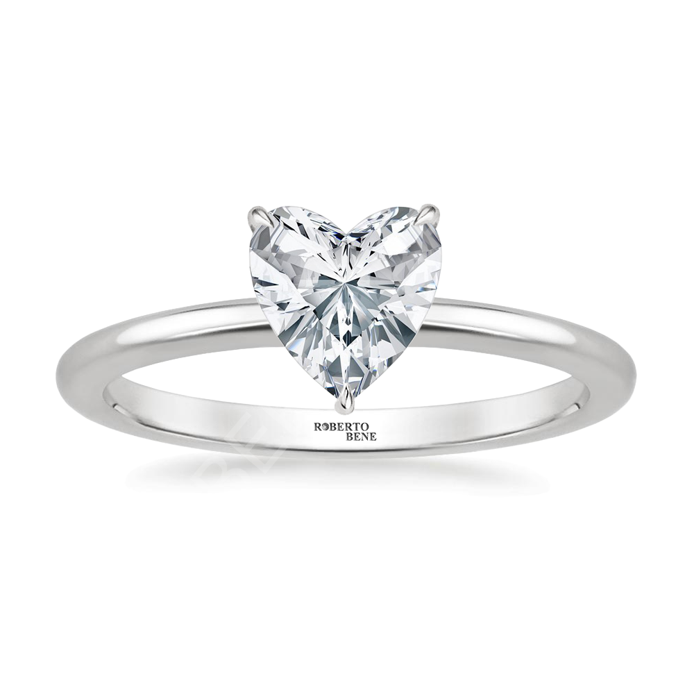 Kalp Kesim 0.50 Karat Pırlanta Yüzük Beyaz Altın