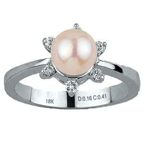 Pembe İncili 0.16 Karat Pırlanta Yüzük