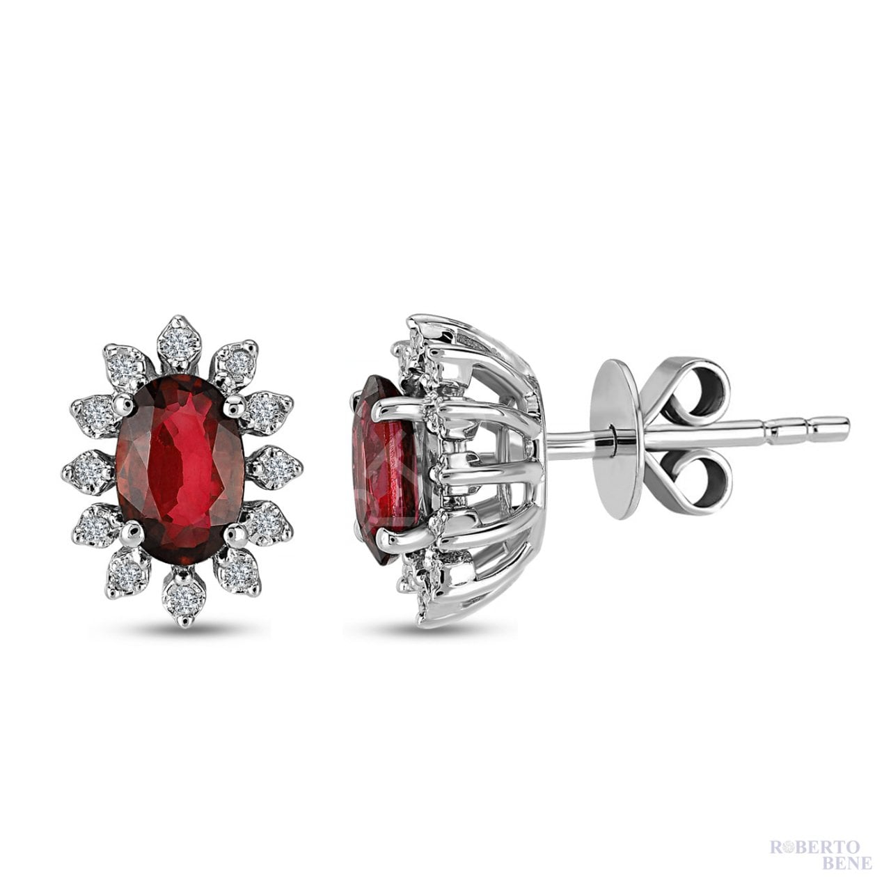 0.10 Karat Oval Yakut Taşlı Anturaj Pırlanta Küpe