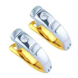 Sarı Beyaz Altın Pırlanta Küpe 0.05 Karat