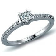 0.32 Karat Kenarları Taşlı Pırlanta Tektaş Yüzük