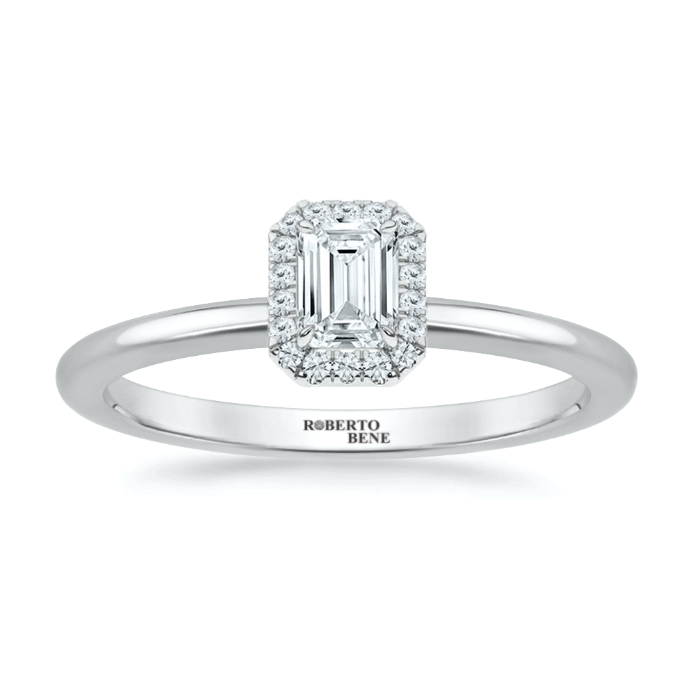 0.30 Karat Pırlantalı Emerald Kesim Tektaş Yüzük