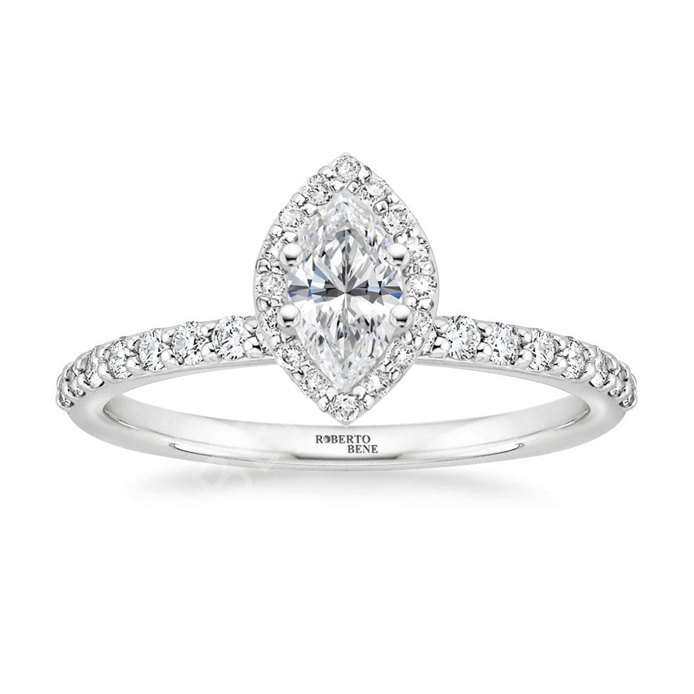 0,45 Karat Markiz Kesim Halo Design Tektaş Yüzük