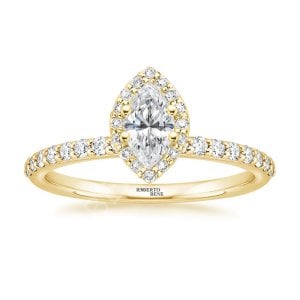 0,45 Karat Markiz Kesim Halo Design Tektaş Yüzük