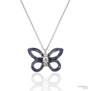 Safir ve Pırlantalı Lovely Kelebek Kolye