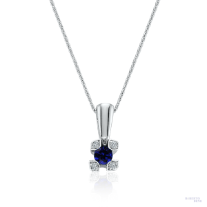 Pırlantalı Safir Tektaş Kolye