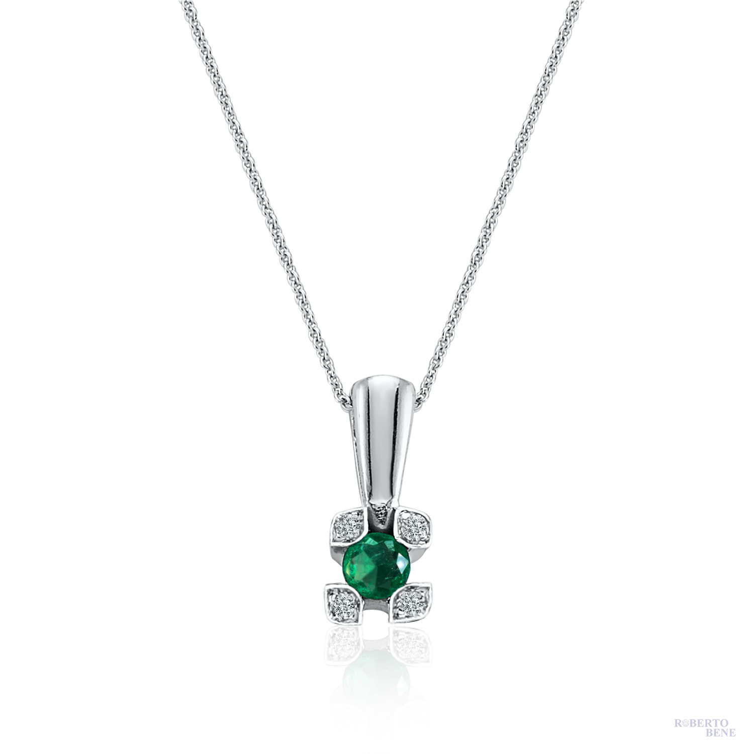 0.25 Karat Pırlantalı Zümrüt Tektaş Kolye