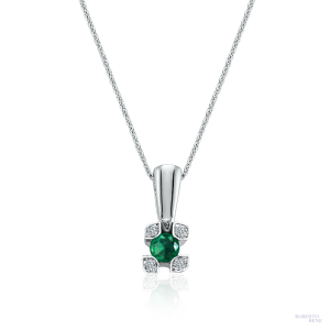 0.25 Karat Pırlantalı Zümrüt Tektaş Kolye