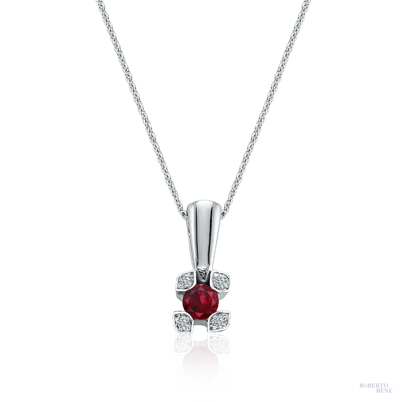 0.25 Karat Pırlantalı Yakut Tektaş Kolye
