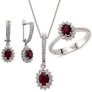 Yakut Taşlı Pırlanta Set