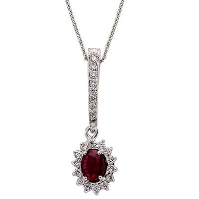 0.23 Karat Pırlanta Sallantılı Minimal Yakut Kolye