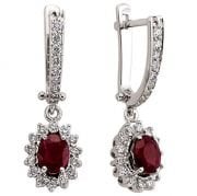 1.31 Karat Yakut Oval Kesim Pırlantalı Küpe