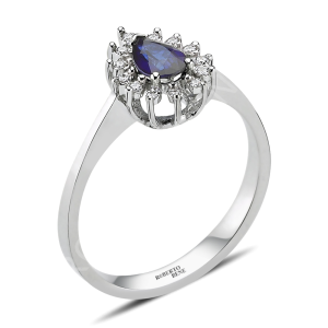 0.56 ct. Damla Safir ve Pırlanta Taşlı Anturaj Yüzük