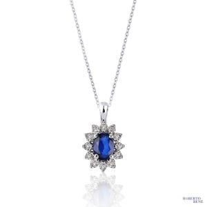 0.45 Karat Oval Taşlı Anturaj Pırlanta Kolye