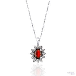 Oval Taşlı Anturaj Pırlanta Kolye