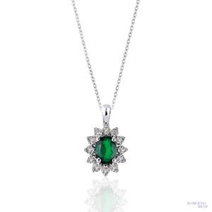 0.45 Karat Oval Taşlı Anturaj Pırlanta Kolye