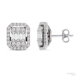 0.65 Karat F Renk Baget Pırlanta Küpe | Roberto Bene