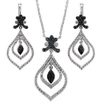 Siyah Beyaz Pırlantalı Set