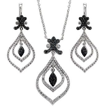 Siyah Beyaz Pırlantalı Set