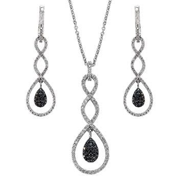 İnfinity siyah beyaz pırlanta set