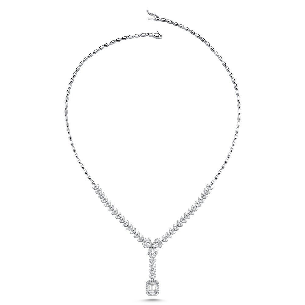 3.08 Karat F Renk Bagetli Pırlanta Gerdanlık