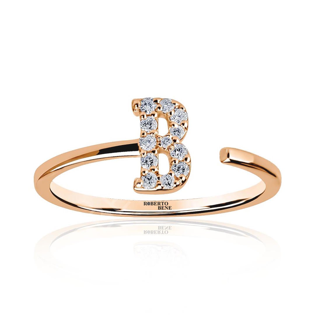 Aşkın Harfleri 0.06 Karat B Harf Pırlanta Yüzük