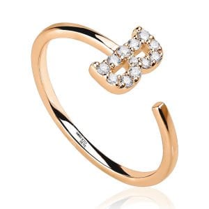 Aşkın Harfleri 0.06 Karat B Harf Pırlanta Yüzük