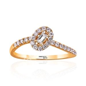 0.20 Karat Karat Baget Pırlantalı Tasarım Tektaş Yüzük