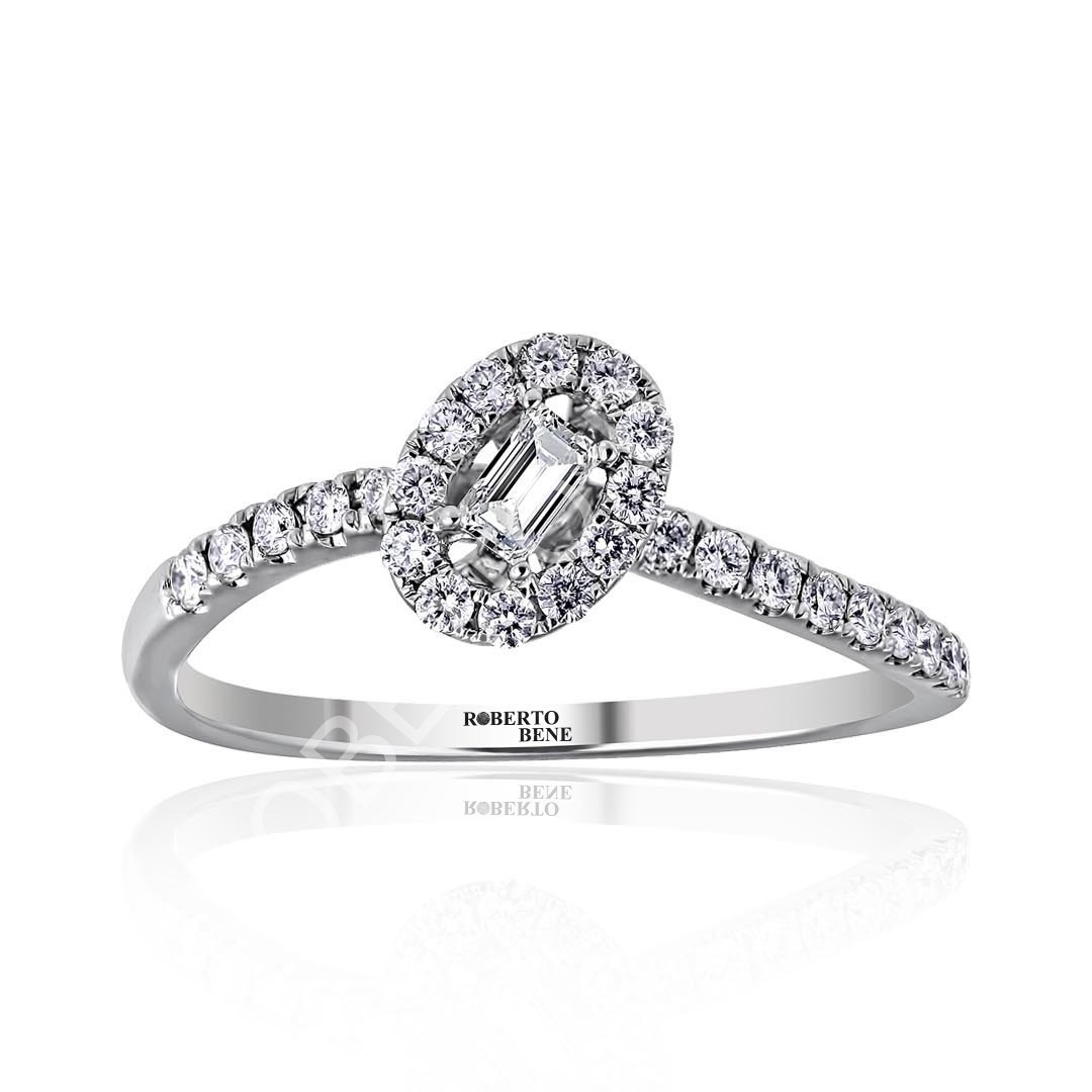 0.20 Karat Karat Baget Pırlantalı Tasarım Tektaş Yüzük