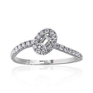 0.20 Karat Karat Baget Pırlantalı Tasarım Tektaş Yüzük